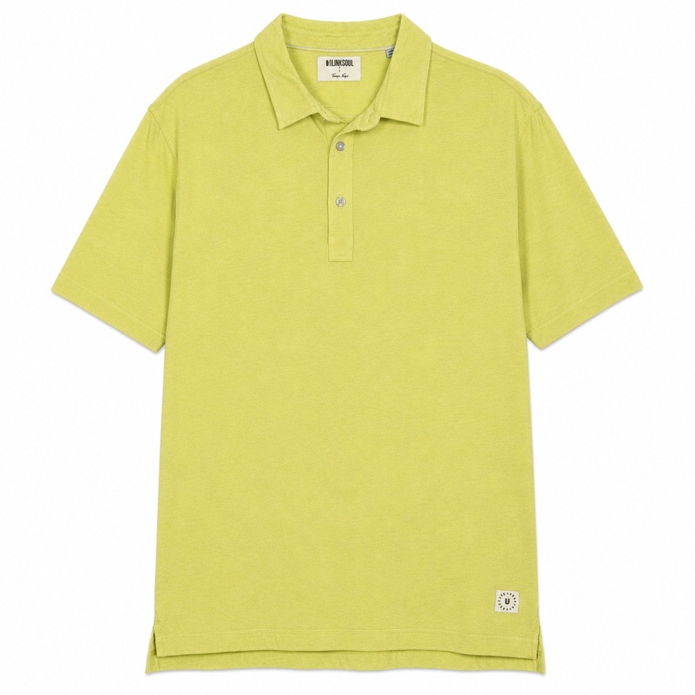 Linksoul Tempus Fugit Polo Shirt Men's Large Yellow Cotton Blend Golf